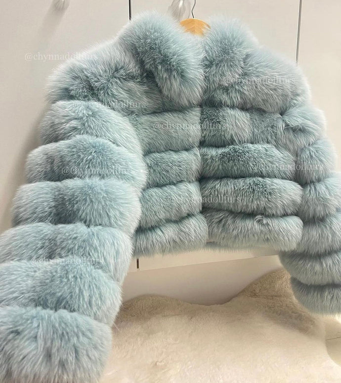 TEAL FOX FUR COAT