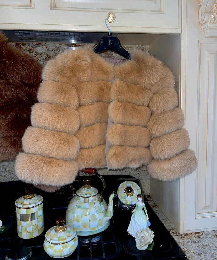 CAMEL FOX FUR COAT