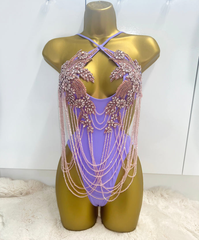 HANDMADE LILAC CONTRAST SWIM COSTUME